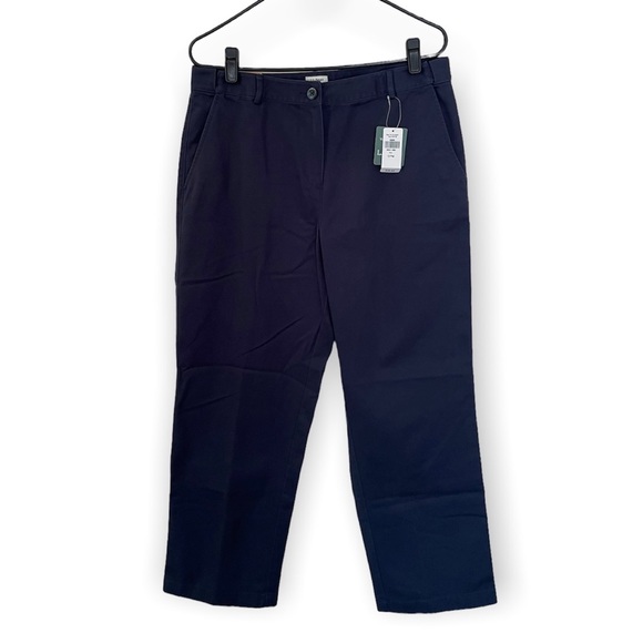 NWT L.L.Bean Women's Classic Fit Straight Leg Pants Trousers Navy Blue Petite 12 - Picture 1 of 8